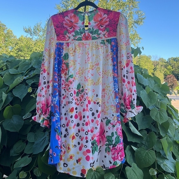 Umgee Mixed Print Crochet Ruffle Dress size Small bohemian summer - Picture 9 of 13